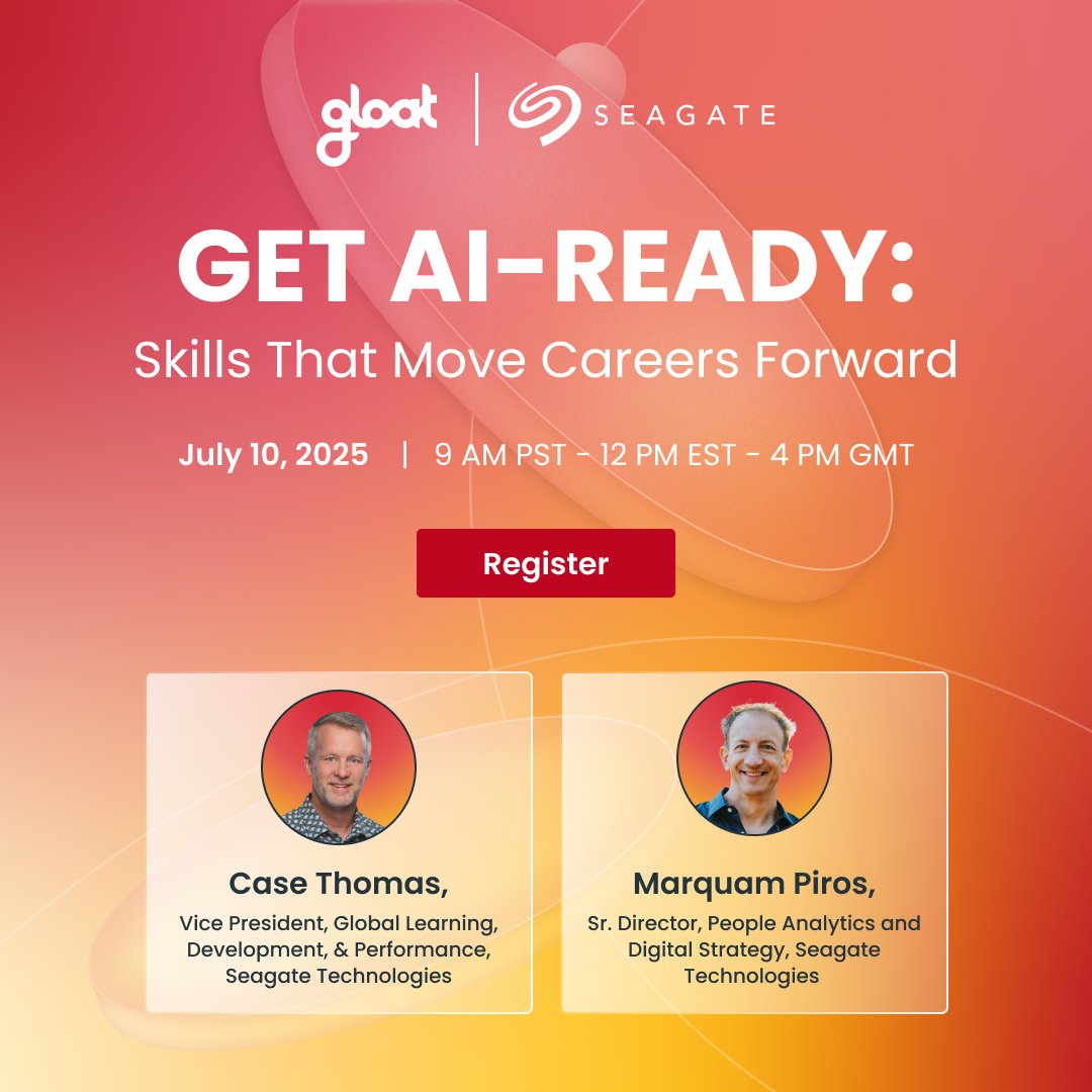 Gloat_com's tweet image. 🚨NEXT WEEK🚨
Don’t miss the chance to get your burning AI transformation questions answered by two leaders who’ve navigated this journey firsthand: Casey Z. Thomas and Marquam Piros.
RSVP now: bit.ly/4413iKP