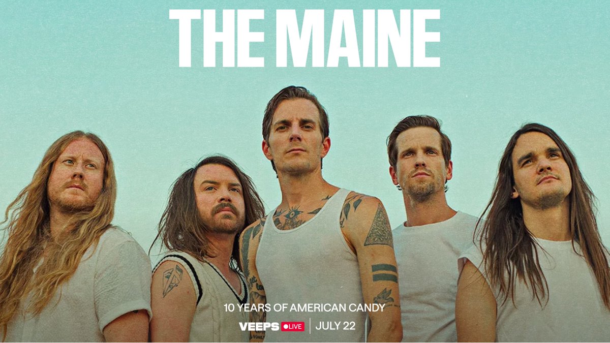 Celebrate the 10 year anniversary of the album that brought you “24 Floors”, “Diet Soda Society”, “Am I Pretty?” and more with <a href="/TheMaine/">The Maine</a> on their American Candy Tour, streaming only on Veeps July 22nd.

Get access: veeps.events/4lu00p4