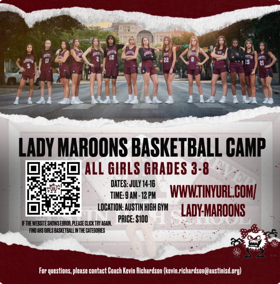 Still time to sign up!   Less than 2 weeks away.  Come work on your basketball skills with the Lady Maroons!!
#LoyalForever