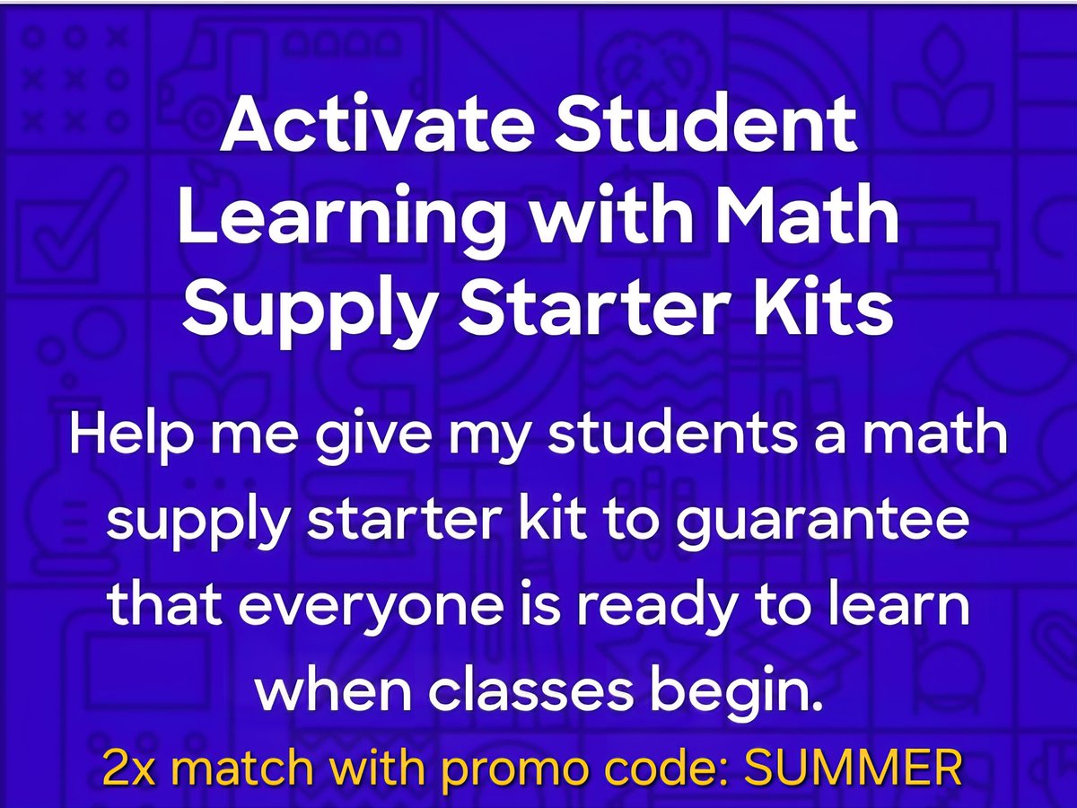 Excited about moving to a new HS. My goal is for everyone to be ready to begin our math journey on  7/31. With 150-180 potential Ss, the volume is $$ . No donation to my #DonorsChoose project is too small to bring my wish to life!! #clearthelist #DC25
tinyurl.com/4k2v37va