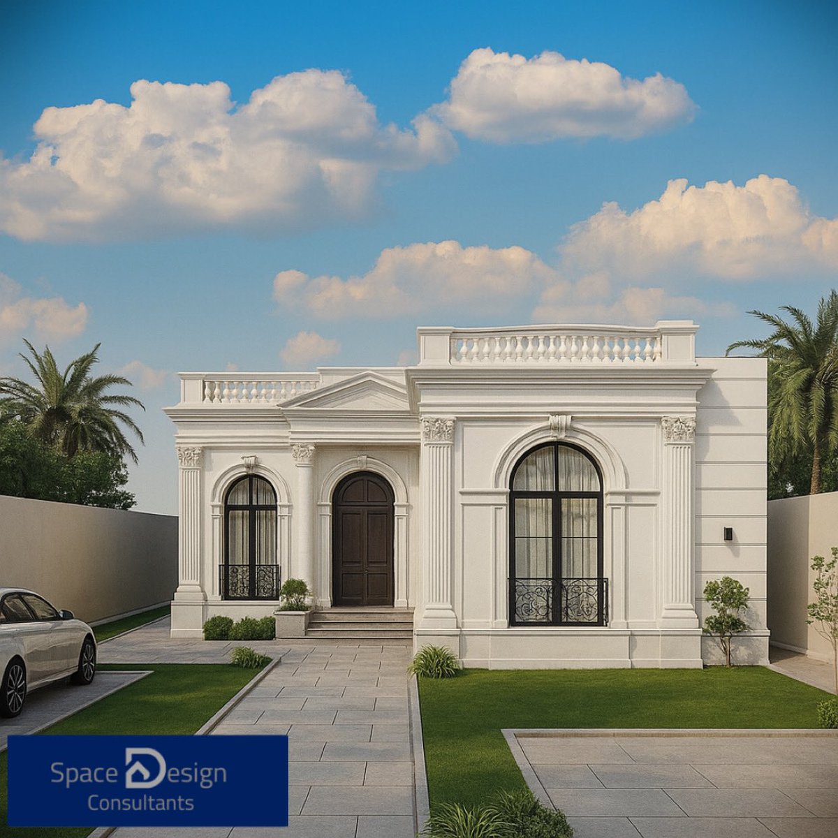 بدايات تصميم #شاليه نيوكلاسيك.
#تصميم_معماري