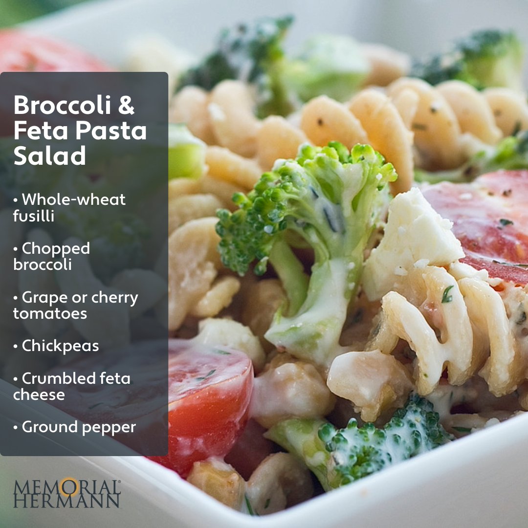 This broccoli &amp; feta pasta salad pasta salad #recipe is a perfect side dish for your next cookout. The broccoli adds crunch, the chickpeas add protein and the dressing adds flavor. Get the full recipe with Everyday Well Eats™: bit.ly/44kztn6. #Food #Cooking