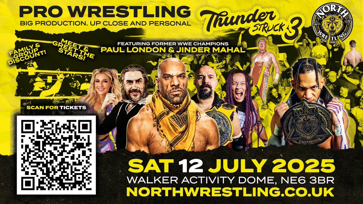 🚨 4 FRONT ROW TIX REMAINING 🚨 

Who wants ‘em? 

northwrestling.co.uk/tickets