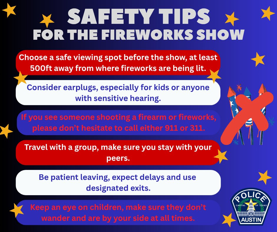 Safety first! As you prepare to enjoy the fireworks this Independence Day, remember these key tips to have a safe and fun 4th of July! While you’re having a blast, make it a safe one!
---------------------
¡La seguridad es primero! Mientras se preparan para disfrutar de los