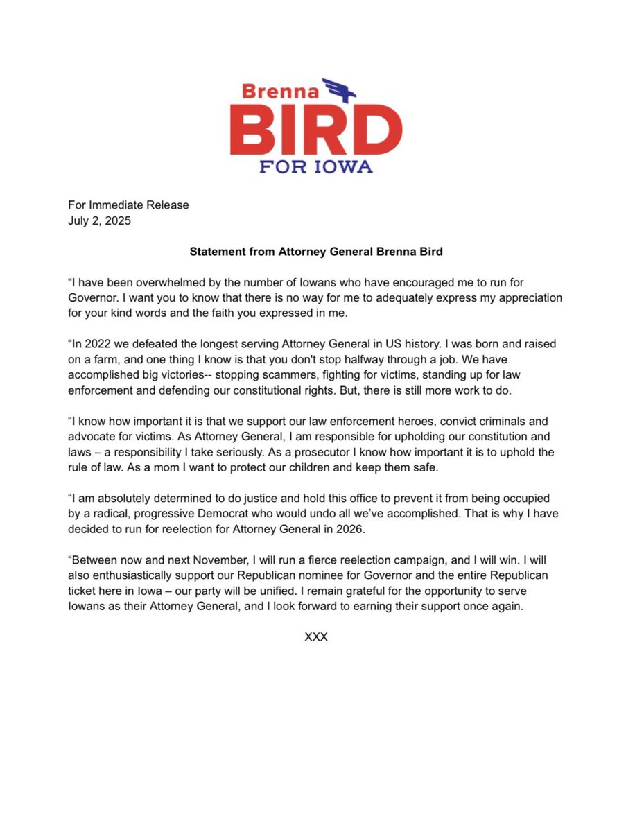 My statement on the 2026 election.