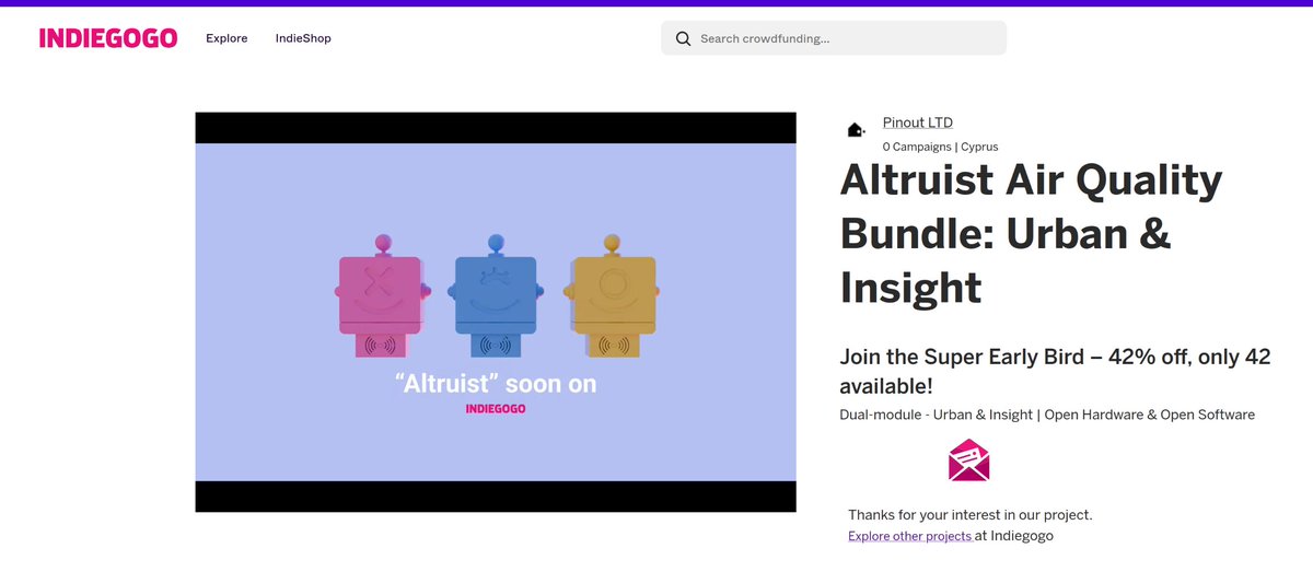 Subscribe to our Indiegogo project page to get notified when the campaign launches - and don’t miss your chance to be one of the first 42 backers to receive a 42% discount! indiegogo.com/projects/altru…