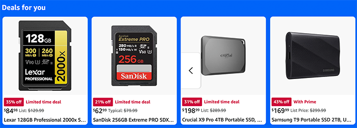 Early Amazon Prime deals on storage. -  sonyalpharumors.com/early-amazon-p…
