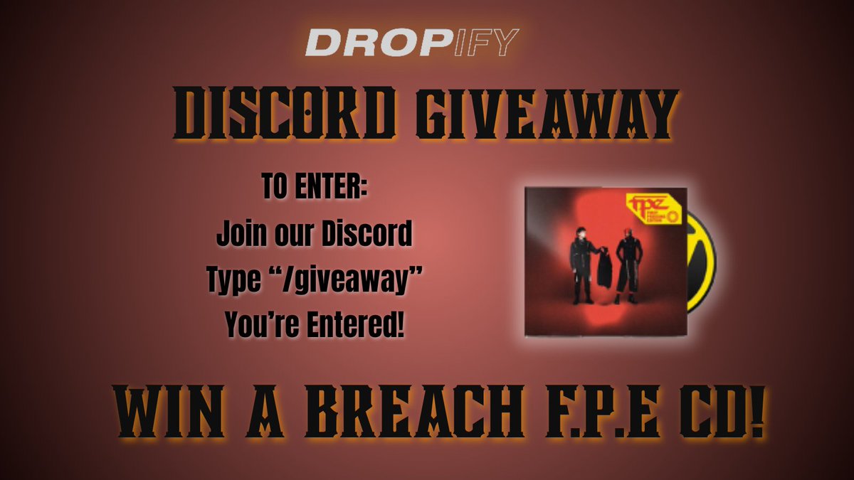 TOPMerchAlerts's tweet image. DISCORD GIVEAWAY‼️
FPE Breach CD up for grabs for our loyal Discord users!!
Join today to secure your entry.
#twentyonepilots