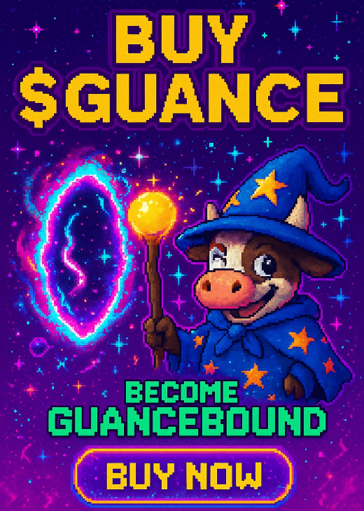The_Guance's tweet photo. 🚨 $GUANCE IS NOT JUST A TOKEN — IT'S A ✨RIFT IN REALITY✨
Buy $GUANCE before the next wave hits. You’ve been watching… now it’s your turn to act.
💰 Buy Early
🔥 Stake Later
🎮 Play-to-Earn | 🎁 Giveaways | 🧙 Wizard Cows

🪙 BUY NOW:
 https://t.co/gZArnMcGF7

💬 Reply with “⚡GUANCED UP”
🔁 RT to charge the algorithm
❤️ Like if you're holding
#GUANCE #CryptoGem #Solana #SolanaTokens #NFTGaming #PlayToEarn #MicrocapGems #CryptoCommunity #AltcoinSeason #WenLambo #TokenUtility #CryptoX #SolanaShill #PumpFun #Web3Gaming #GUANCEbound