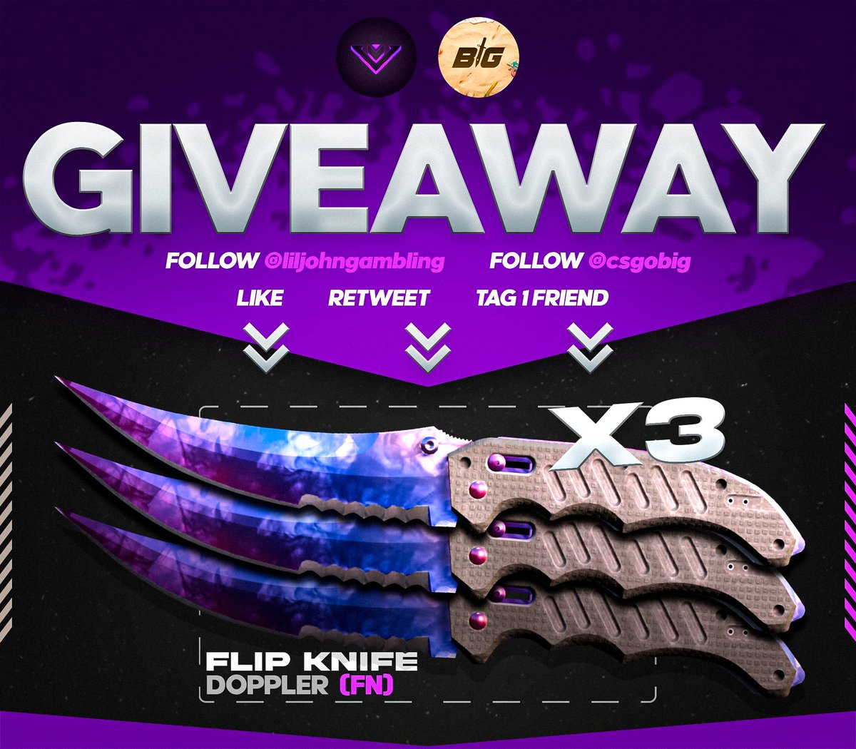 JohnCS (@liljohngambling) on Twitter photo 🎉3x flip knife doppler giveaway $3000🎉
To enter:
✅ Follow me and <a href="/csgobig/">CSGOBig.com</a>
✅ Like & Retweet
✅ Tag a friend in the comments
Good Lucks💰
*MUST HAVE CSGOBIG ACCOUNT TO CLAIM csgobig.com/r/john *
rolls in 7 days 🎉3x flip knife doppler giveaway $3000🎉
To enter:
✅ Follow me and <a href="/csgobig/">CSGOBig.com</a>
✅ Like & Retweet
✅ Tag a friend in the comments
Good Lucks💰
*MUST HAVE CSGOBIG ACCOUNT TO CLAIM csgobig.com/r/john *
rolls in 7 days