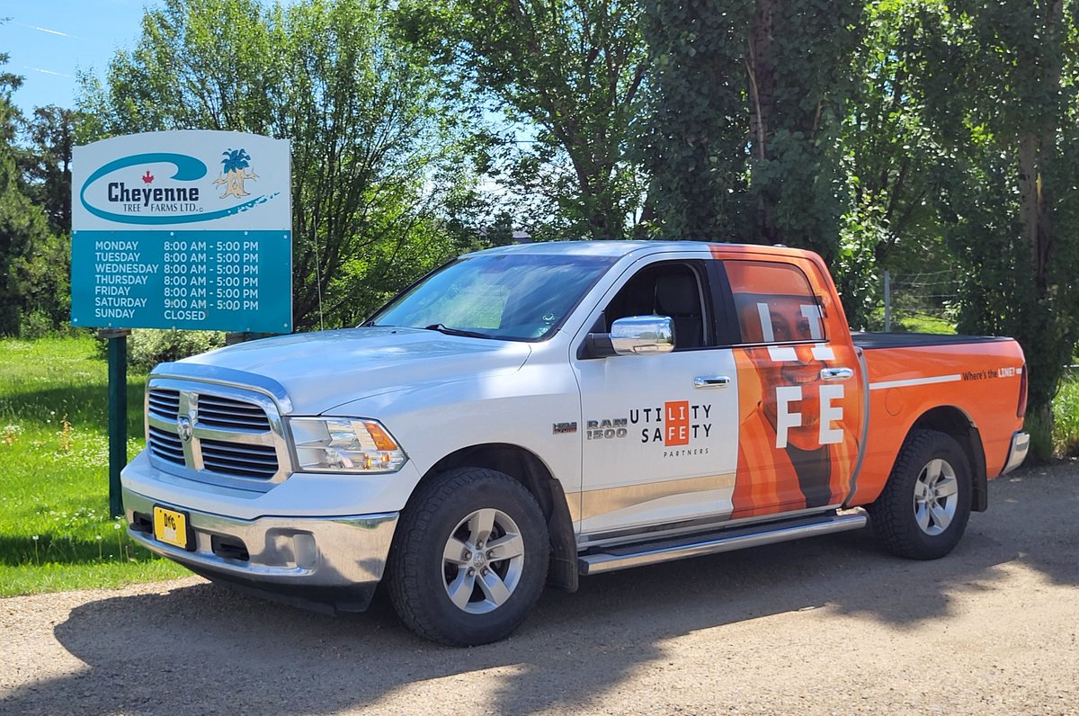 DigSafeMetroYEG's tweet image. By having #KnowWhatsBelow pamphlets available for their customers, Cheyenne Tree Farms are part of the solution to safe digging! They also have vintage #ClickBeforeYouDig stickers on their front doors, which have been there for many years! THANK-YOU for your support! #DigSafe