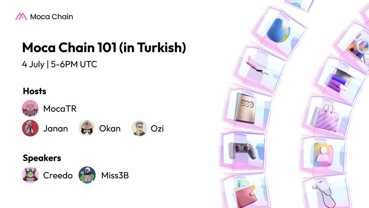 Moca Türkiye | ⦿⦿⦿🇹🇷 (@moca_tr) on Twitter photo GMOCA Chain 101 👁️
4 Temmuz Cuma akşamı <a href="/Moca_Network/">Mocaverse💼🪐</a> takımı ile geçtiğimiz hafta duyurulan Moca Chain'i enine boyuna konuşup merak edilenlere konuğumuz <a href="/0xOziK/">Ozi aka brrrrrrr 💸</a> ile birlikte cevap arayacağız!
- mocachain.org -
Link bir sonraki gönderide 👇 GMOCA Chain 101 👁️
4 Temmuz Cuma akşamı <a href="/Moca_Network/">Mocaverse💼🪐</a> takımı ile geçtiğimiz hafta duyurulan Moca Chain'i enine boyuna konuşup merak edilenlere konuğumuz <a href="/0xOziK/">Ozi aka brrrrrrr 💸</a> ile birlikte cevap arayacağız!
- mocachain.org -
Link bir sonraki gönderide 👇