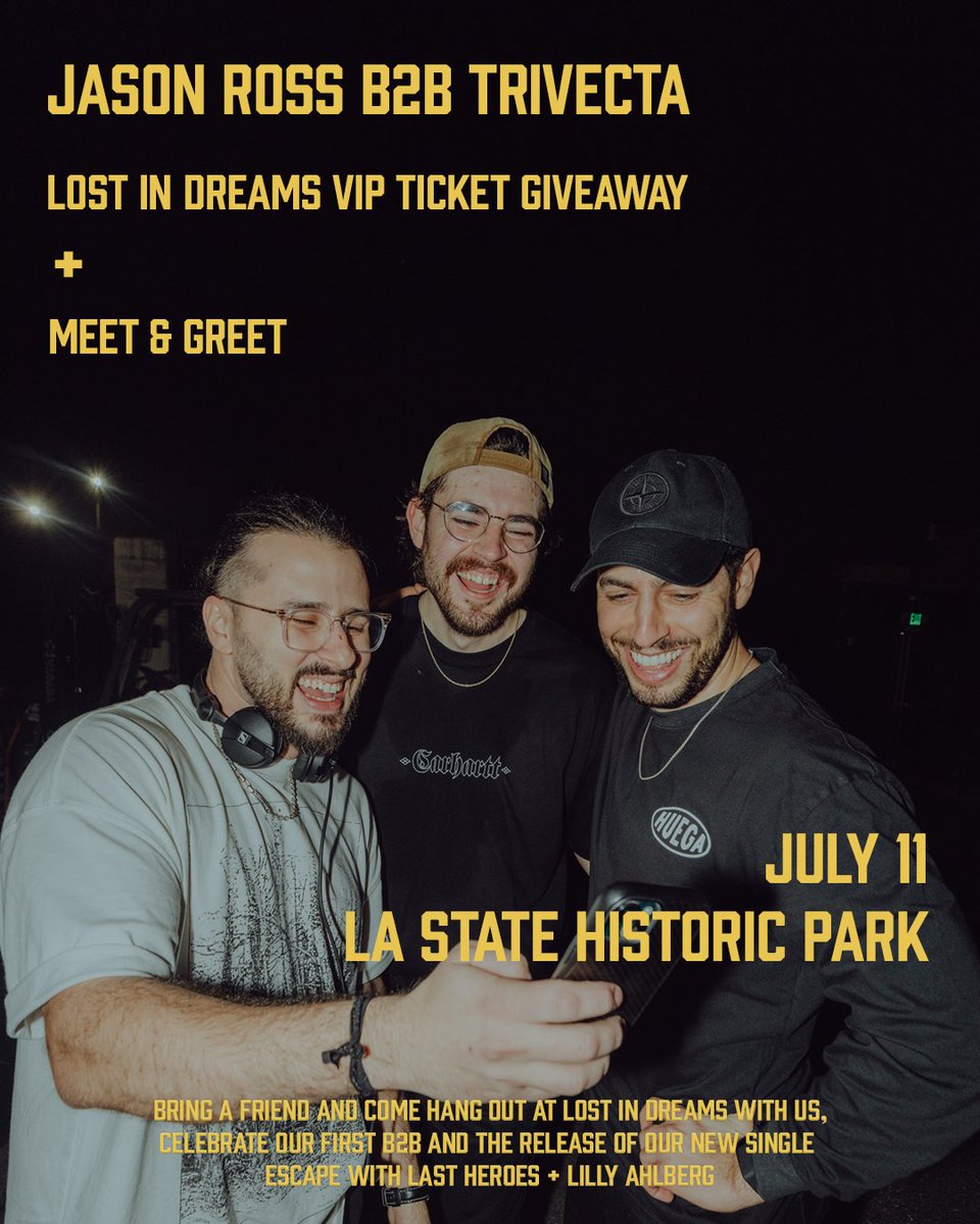 🚨 LOST IN DREAMS GIVEAWAY 🚨
To celebrate our upcoming release ESCAPE with <a href="/LastHeroesmusic/">Last Heroes</a>  &amp; <a href="/lillyahlberg/">Lilly Ahlberg</a>  and our first-ever B2B set at Lost In Dreams, <a href="/TrivectaMusic/">Trivecta</a> and I are giving away 2 VIP tickets + a meet &amp; greet to hang with us before the show! 🎟️✨

ENTER: