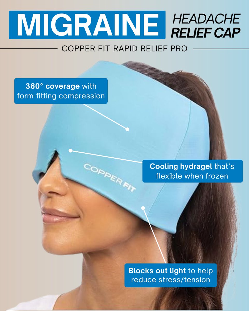 Cooling therapy 🤝 Gentle compression

Copper Fit's brand-new Headache Cap delivers fast, effective relief from migraines, tension headaches, sinus pressure, hangovers, and puffy eyes. Shop now: bit.ly/3FE9FKz
