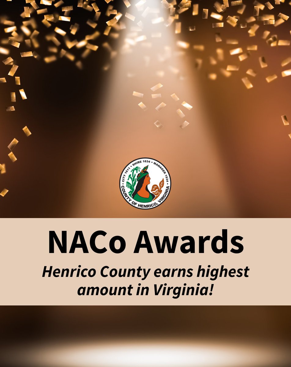 Henrico County’s general government departments and <a href="/HenricoSchools/">Henrico Schools</a> earned a combined 48 Achievement Awards from <a href="/NACoTweets/">NACo</a>  for innovative programs and initiatives in 2024. 🥳

See the full release and list of winning programs at henrico.gov/.../henrico-ea…