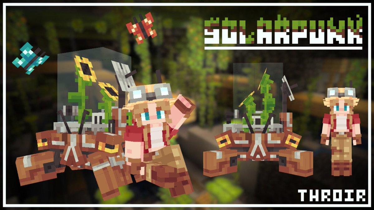 Recently, I've been watching some HC S10 and been enjoying <a href="/PearlescentMoon/">🌿 PearlescentMoon 🌿</a> 's series. I ended up getting inspired by her solarpunk aesthetic and the amazing outfit <a href="/_Squid_Squishy_/">Squishy 🚦</a> created. Meet Sunny the robocrab and the lovely Pearlo!
#Blockbench #Minecraft #Hermitcraftfanart