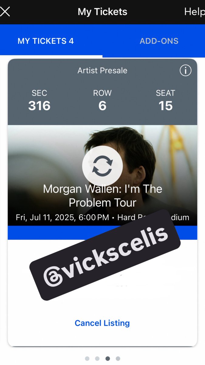 vickscelis's tweet image. SELLING 4 TICKETS TO MORGAN WALLEN!!!

for friday july 11 at hard rock stadium in miami/sunrise/ft lauderdale 

selling for face value!! $200 each ticket OBO

i can provide proof of ticket🤠