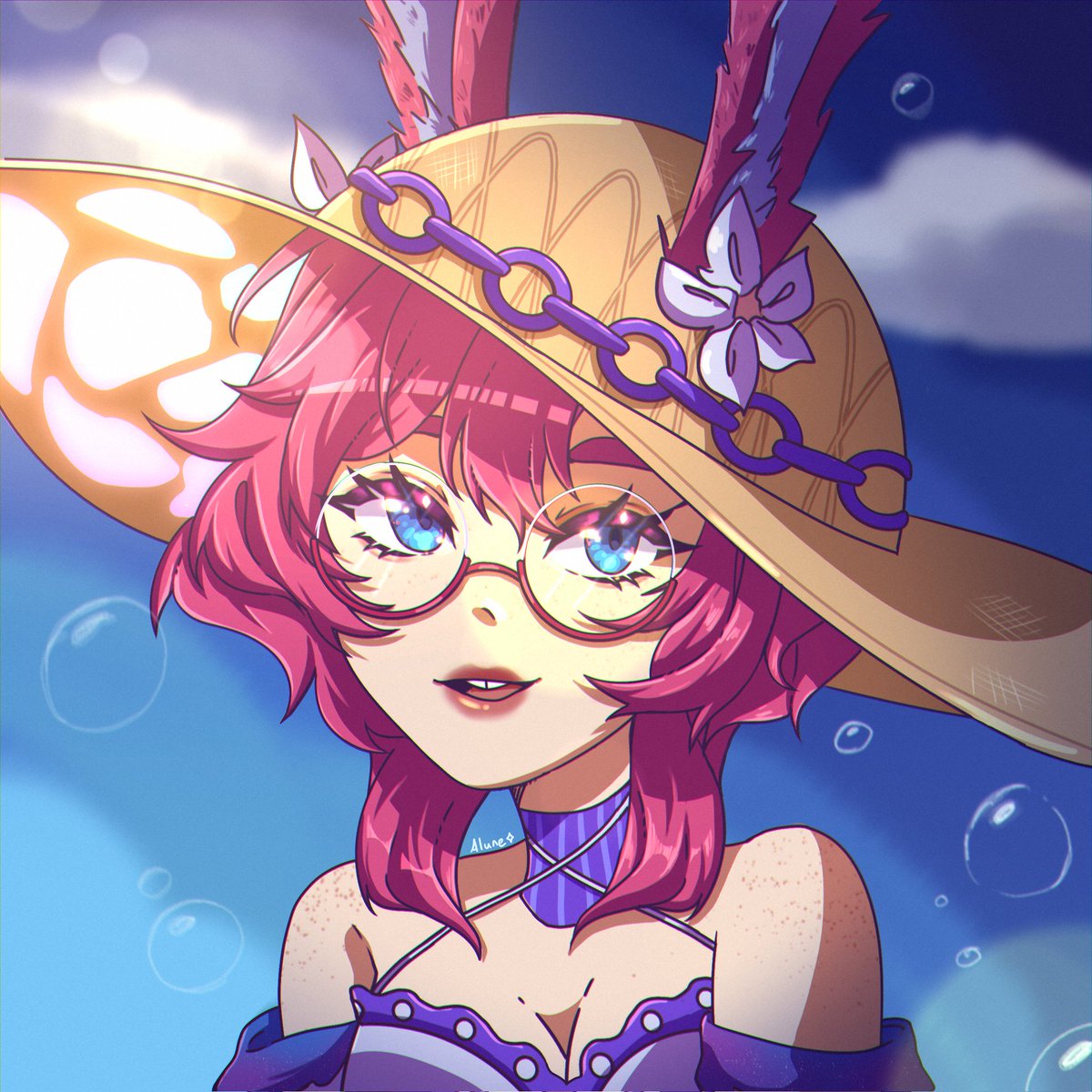 AluneTrashPanda's tweet image. Summer Party Aurora 🐰☀️