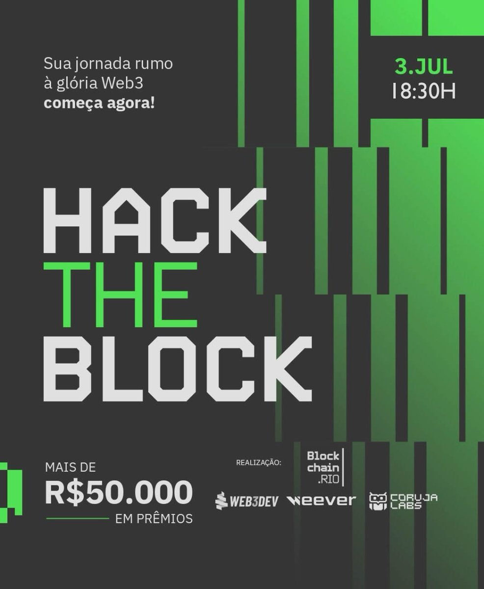 Castaneda (@castacrypto) on Twitter photo 🔥 HACK THE BLOCK +R$15.000 EM PRÊMIOS🔥
Vai ser dada a largada para o Hack The Block, o hackaton da <a href="/blockchain_rio/">Blockchain.Rio</a> produzido em conjunto pelo <a href="/castacrypto/">Castaneda</a>, <a href="/corujalabs/">Coruja Labs</a> e pela <a href="/web3dev_pt/">WEB3DEV Community</a>.
Estamos juntando os gigantes do building para fazer essa super edição, então não fiquem 🔥 HACK THE BLOCK +R$15.000 EM PRÊMIOS🔥
Vai ser dada a largada para o Hack The Block, o hackaton da <a href="/blockchain_rio/">Blockchain.Rio</a> produzido em conjunto pelo <a href="/castacrypto/">Castaneda</a>, <a href="/corujalabs/">Coruja Labs</a> e pela <a href="/web3dev_pt/">WEB3DEV Community</a>.
Estamos juntando os gigantes do building para fazer essa super edição, então não fiquem