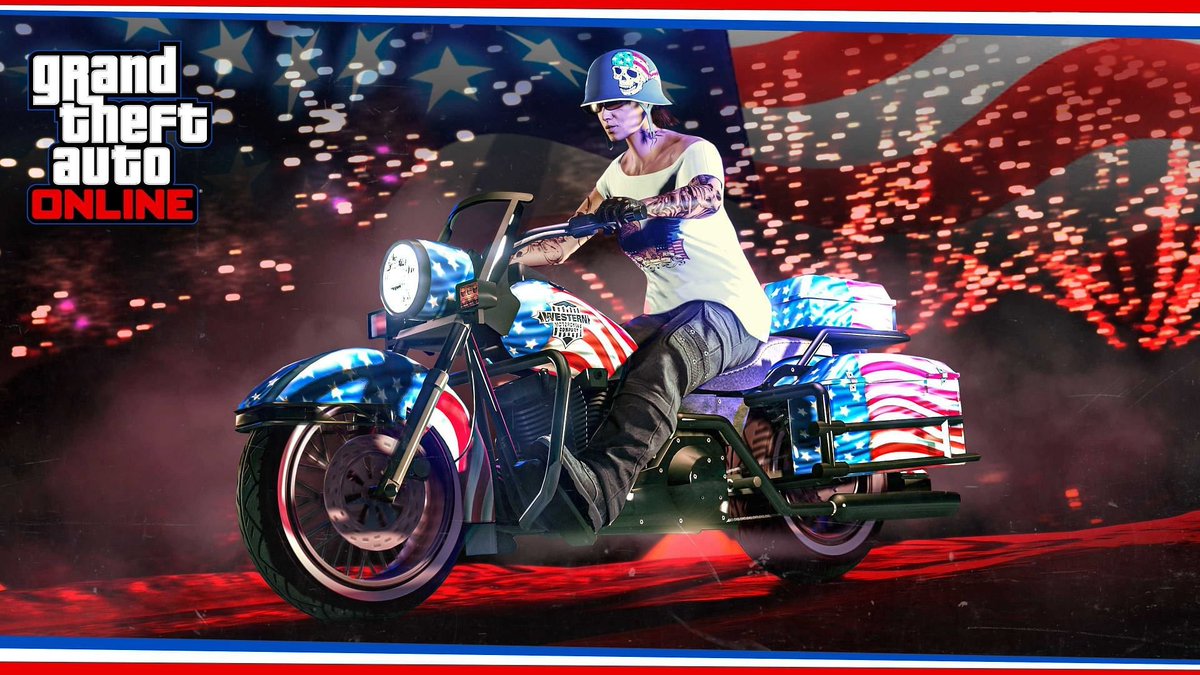 What's coming tomorrow to #GTAOnline

Log in to receive the Lady Liberty Bucket Hat. Also, there is a guaranteed chance of unlocking the Pißwasser, Benedict, Patriot, Supa Wet Beer Hat, or the Statue of Happiness T-Shirt from Business Battles!

4x GTA$ &amp; RP:
• Land Races

2x