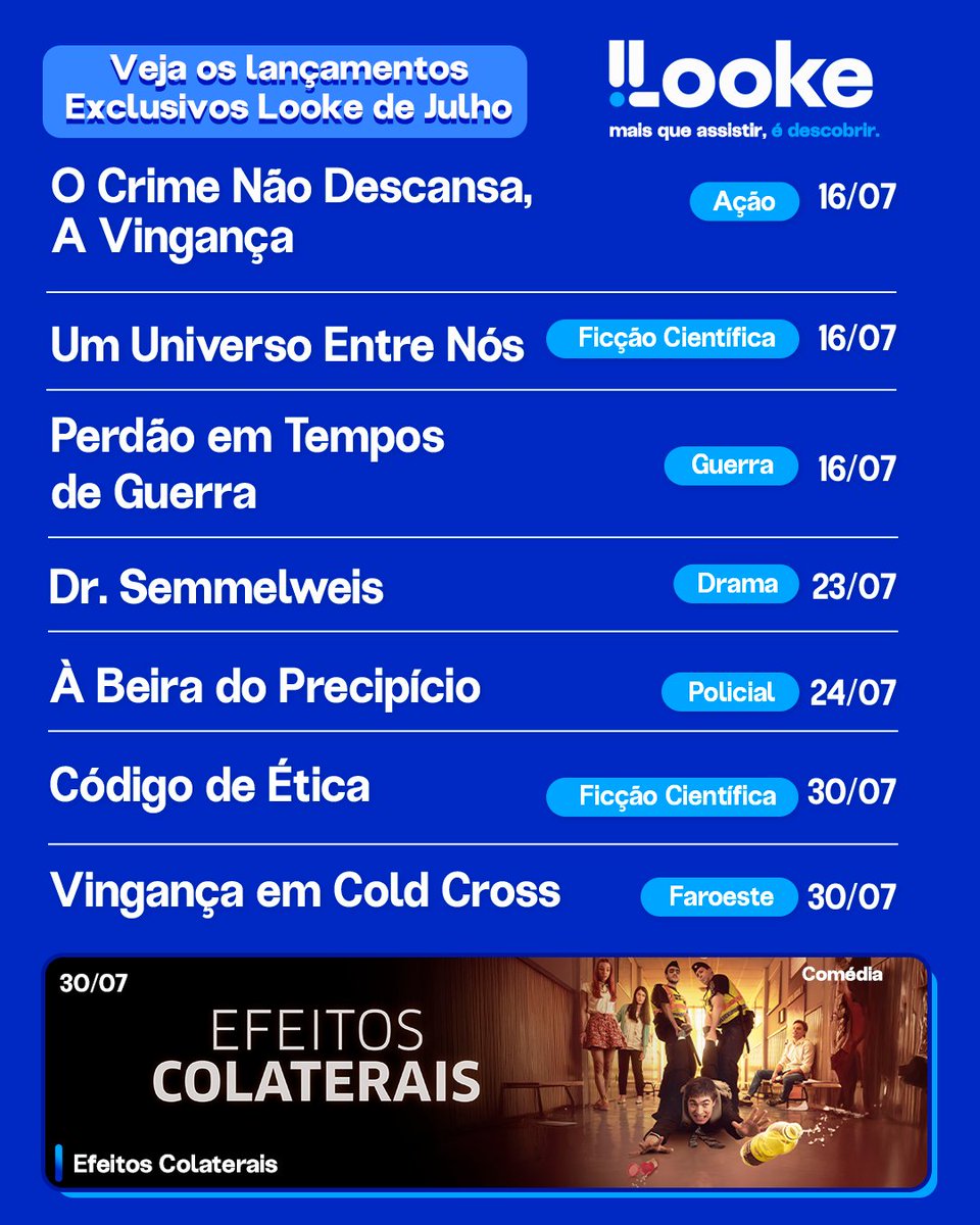 LookeBrasil's tweet image. Procurando algo diferente para assistir embaixo das cobertas nesse friozinho?  🤔

Aqui no Looke você encontra conteúdos para todos os gostos, vem ver meus lançamentos #Exclusivos desse mês de julho e comece já a maratonar! 

#Lançamentos #filmes #series