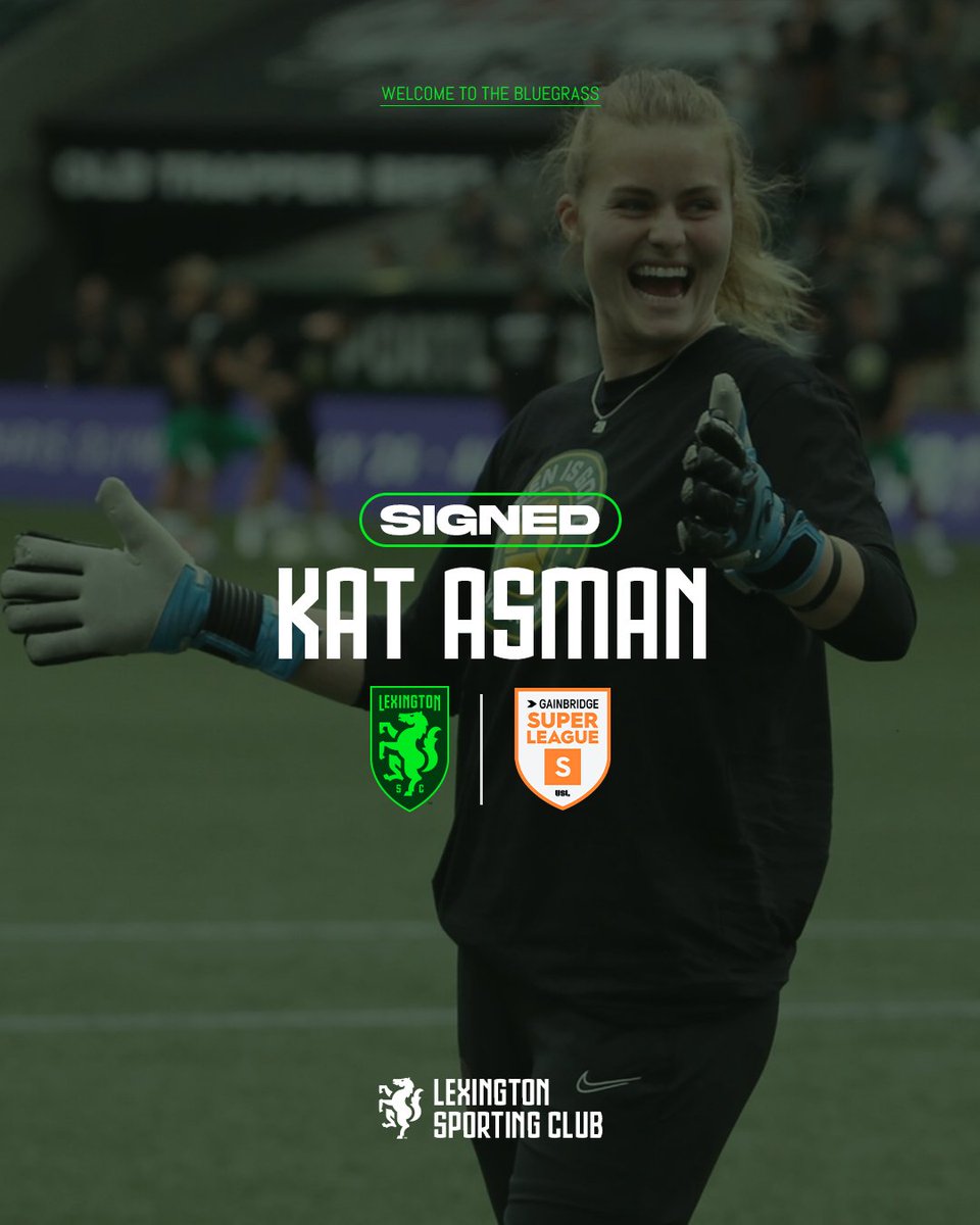 𝐊𝐀𝐓 𝐇𝐀𝐒 𝐋𝐀𝐍𝐃𝐄𝐃! 🛬

Lexington SC is delighted to announce we have acquired goalkeeper Katherine "Kat" Asman on loan from Orlando Pride of the NWSL. ✍️🤝

🔗 Read More: bit.ly/3TkYHNe

#LexGo #GainbridgeSuperLeague

(Pending league &amp; federation approval)