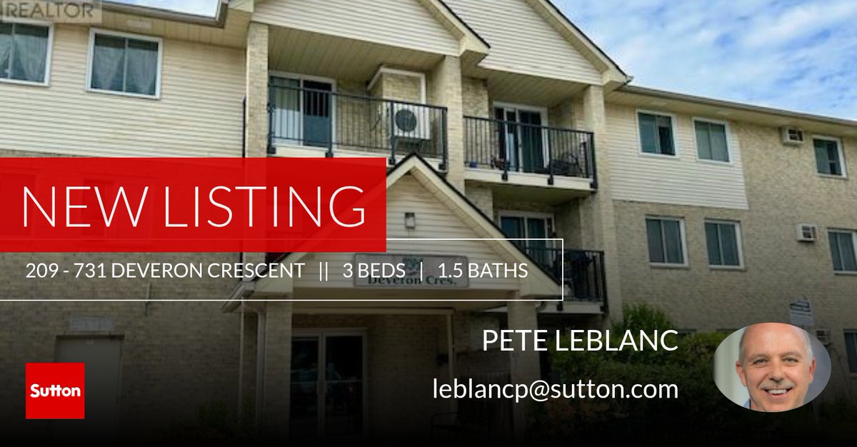 📍 New Listing 📍 Take a look at this fantastic new property that just hit the market located at 209 - 731 Deveron Crescent in London South (south T). Reach out here or at  for more information

Pete &amp; Sue LeBlanc, Realtors 
Sutton... peteleblanc.sutton.com/showcase/209--…