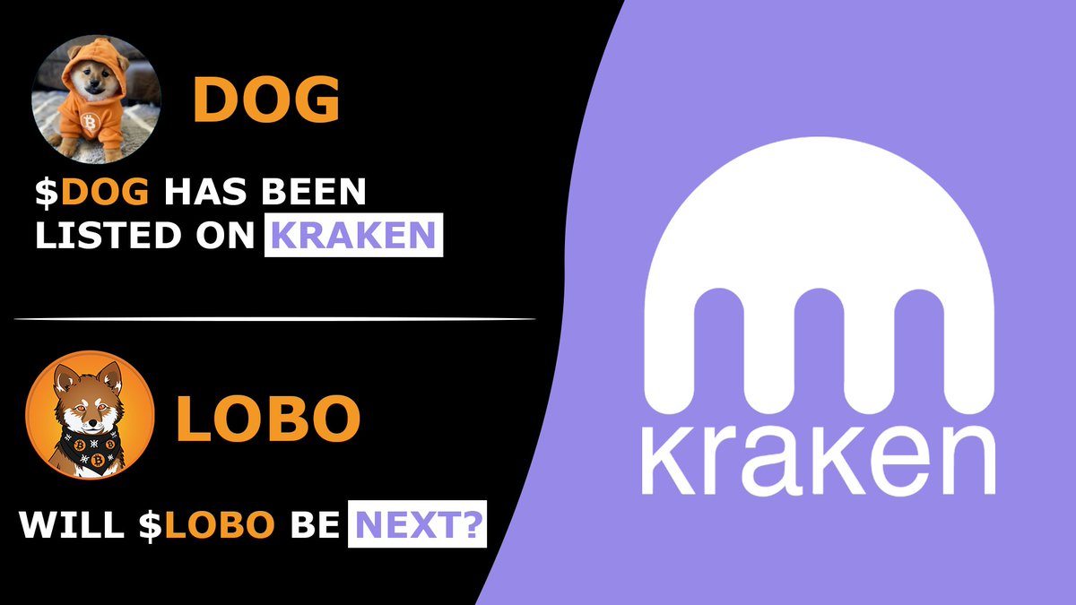 $DOG listing on <a href="/krakenfx/">Kraken Exchange</a> has openned the gate for other runes. Kraken's CEO has started to post about <a href="/lobothewolfpup/">LOBO•THE•WOLF•PUP</a> and this has to be one of the most bullish things in the space.

Why?
DOG is the obvious choice, as it's the biggest Rune, highest market cap and highest volume.