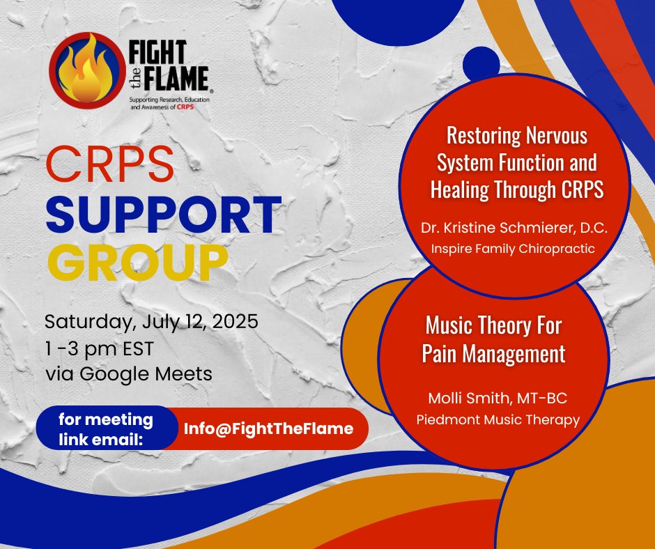 CRPS Support Group Meeting tomorrow, 7/12/25

#CRPS #FTF #FTF5k #FightTheFlame #ChronicPain #CRPSFighters #CRPSWarriors #CRPSStrong
