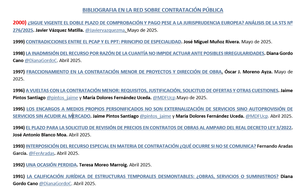 Contrato de obras (@contratodeobras) on Twitter photo contratodeobras.com/2025/07/biblio… BIBLIOGRAFIA EN LA RED SOBRE CONTRATACIÓN PÚBLICA. <a href="/Javiervazquezma/">Javier Vázquez Matilla</a>; <a href="/DianaGordoC/">Diana Gordo Cano</a>; <a href="/pintos_jaime/">Jaime Pintos Santiago</a> <a href="/MDFUcp/">María Dolores Fernández Uceda</a>; <a href="/pintos_jaime/">Jaime Pintos Santiago</a> <a href="/MDFUcp/">María Dolores Fernández Uceda</a>; <a href="/FerAradas/">Fer Ara das</a>; Teresa Moreo Marroig; José Antonio Blanco Moa; José Miguel Muñoz Rivera. contratodeobras.com/2025/07/biblio… BIBLIOGRAFIA EN LA RED SOBRE CONTRATACIÓN PÚBLICA. <a href="/Javiervazquezma/">Javier Vázquez Matilla</a>; <a href="/DianaGordoC/">Diana Gordo Cano</a>; <a href="/pintos_jaime/">Jaime Pintos Santiago</a> <a href="/MDFUcp/">María Dolores Fernández Uceda</a>; <a href="/pintos_jaime/">Jaime Pintos Santiago</a> <a href="/MDFUcp/">María Dolores Fernández Uceda</a>; <a href="/FerAradas/">Fer Ara das</a>; Teresa Moreo Marroig; José Antonio Blanco Moa; José Miguel Muñoz Rivera.