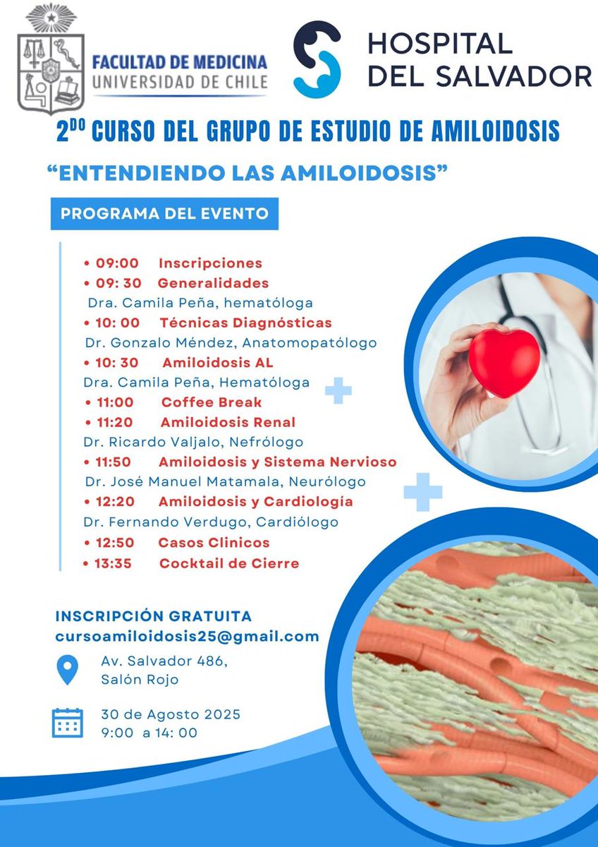 Camila Peña (@camipenao) on Twitter photo Los invitamos al 2do curso del grupo de estudio de Amiloidosis del Hospital del Salvador, Santiago de Chile <a href="/hsalvadorcl/">Hospital Del Salvador</a>
Presencial.
Gratuito.
Cupos limitados.
Más info aca 👇 Los invitamos al 2do curso del grupo de estudio de Amiloidosis del Hospital del Salvador, Santiago de Chile <a href="/hsalvadorcl/">Hospital Del Salvador</a>
Presencial.
Gratuito.
Cupos limitados.
Más info aca 👇