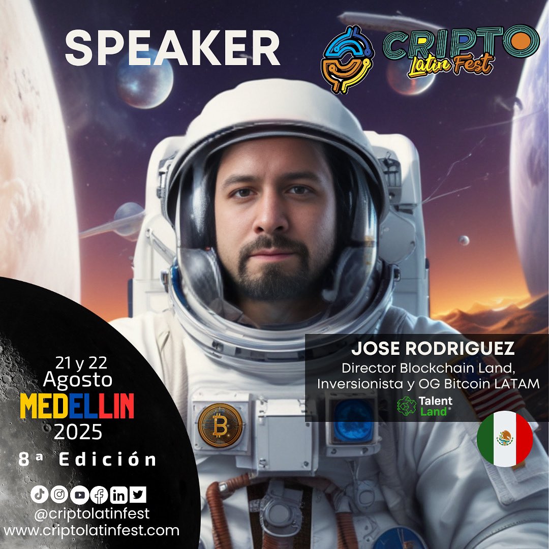 Cripto Latin Fest (@criptolatinfest) on Twitter photo 🌌🚀✨ ¡El Cripto Latin Fest 2025 sigue sumando leyendas que nos impulsarán directo a la luna! 🌙🪐👨🚀
Nos emociona anunciar que José Rodríguez se une como Speaker en nuestra octava edición en Medellín 🔥 <a href="/josepimpo/">JOSE RODRIGUEZ</a>
💡 Director de Blockchain Land en Talent Land, emprendedor, 🌌🚀✨ ¡El Cripto Latin Fest 2025 sigue sumando leyendas que nos impulsarán directo a la luna! 🌙🪐👨🚀
Nos emociona anunciar que José Rodríguez se une como Speaker en nuestra octava edición en Medellín 🔥 <a href="/josepimpo/">JOSE RODRIGUEZ</a>
💡 Director de Blockchain Land en Talent Land, emprendedor,