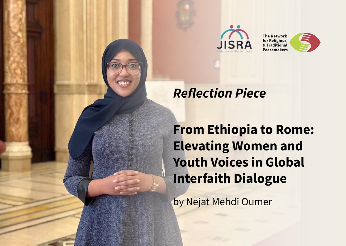 peacemakersnetw's tweet image. From Ethiopia to Rome! 

Nejat Mehdi Oumer, @EifddaForyou, shares her thoughts on elevating women &amp;amp; youth voices in global interfaith dialogue at the Second Interparliamentary Conference in Rome. #IPURome

📖 Read her reflection: tinyurl.com/mpe9mmpw