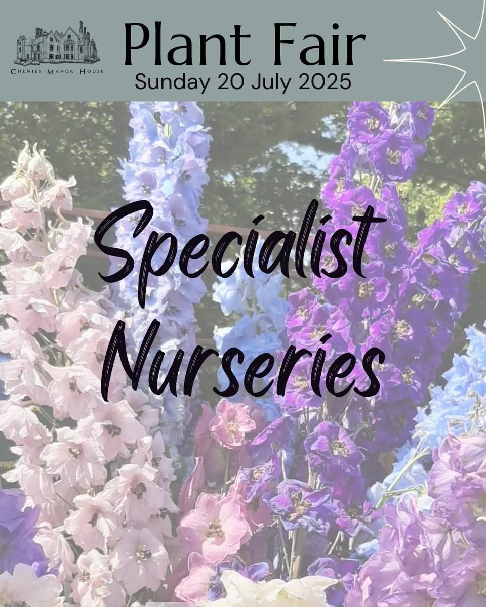 CheniesManor's tweet image. Sunday 20 July 2025 #PlantFair
We have specialist nurseries, old favourites and new, plus loads more
Book your tickets now - and remember, the early bird really does get the pick of the best!
cheniesmanorhouse.co.uk/event/plant-fa…