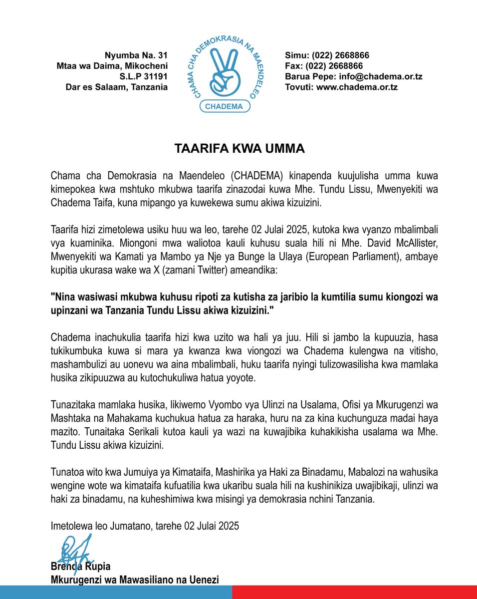 TAARIFA KWA UMMA