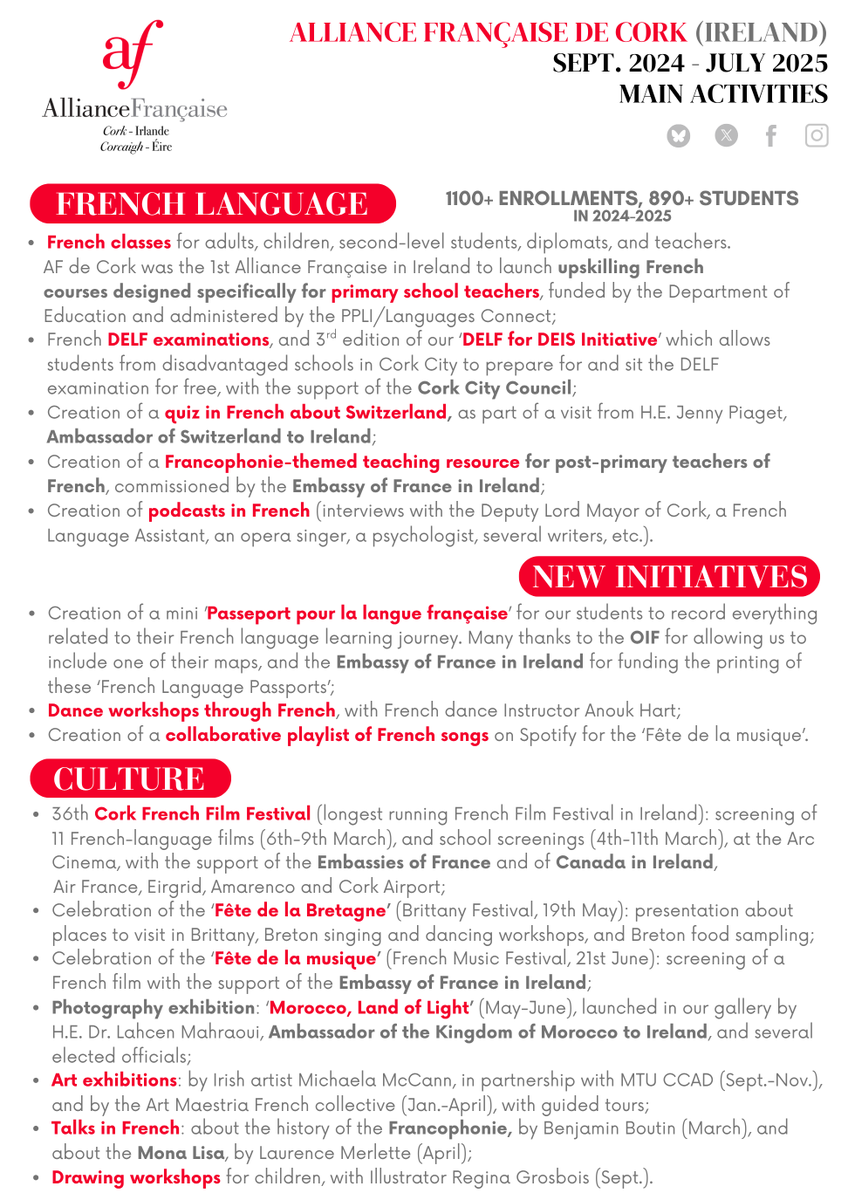 End of the 2024-2025 school year tonight at AF de Cork.

This year, for the first time ever, we have reached a landmark of #1100 registrations.

On behalf of the Board, many thanks to our students, teachers, Administrative Coordinator, sponsors and partners for their support.