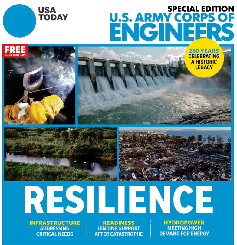 Discover the U.S. Army Corps of Engineers dedication to community resilience in this special edition of USA Today, celebrating the Army's 250-year legacy! SAME is proud to support this special edition on USACE; check it out here: bit.ly/4lyFXpv
