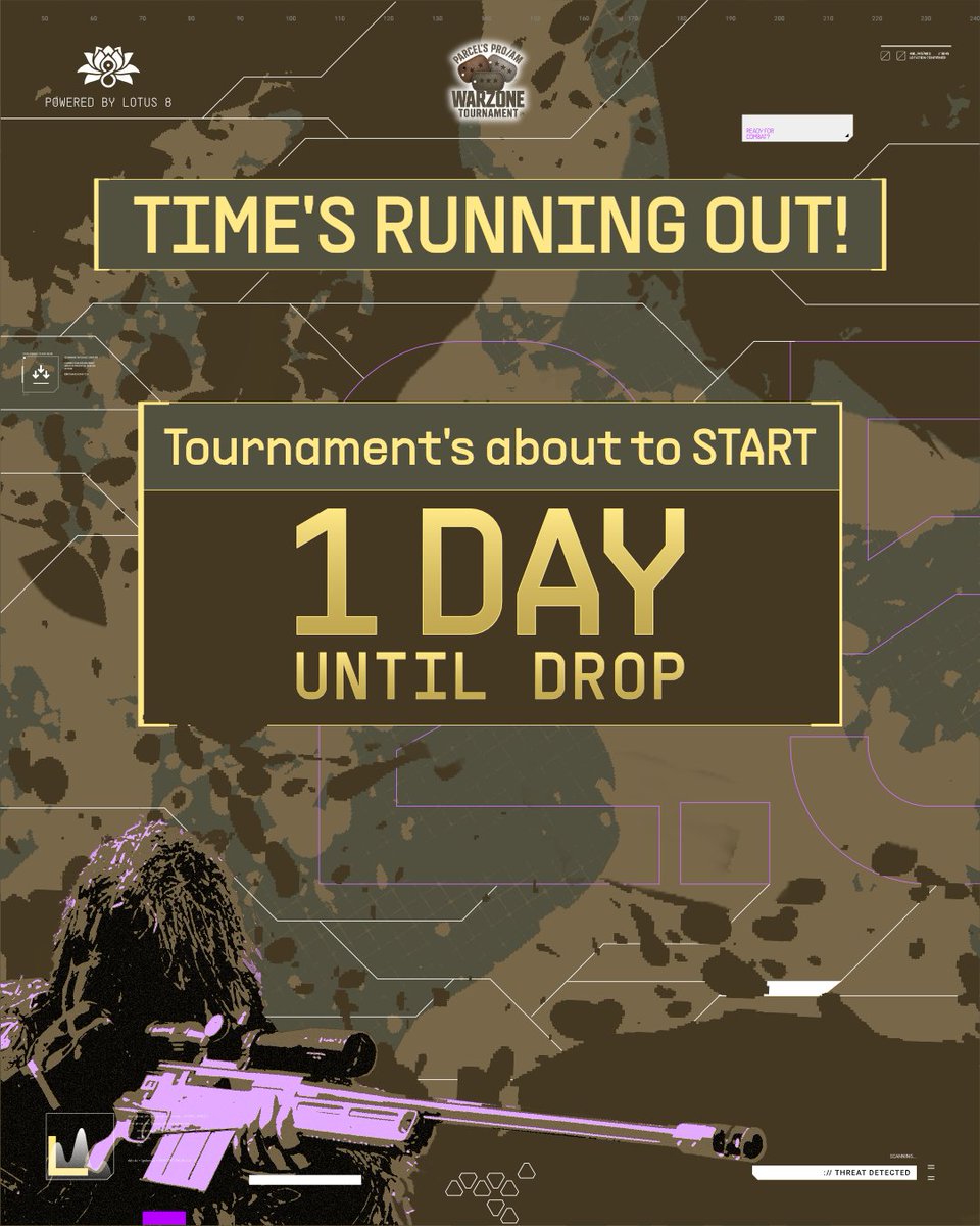 Only 24 hours remains until the <a href="/Parcel_L8/">Parcel</a> Pro/Am Warzone tournament begins.

Sign ups close today at 7pm EST

Is your trio ready?🤔

#Warzone #COD