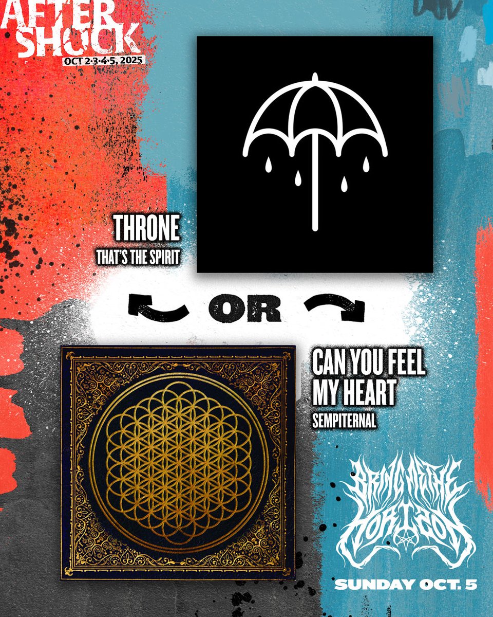 AFTERSHOCKSAC's tweet image. Harder than choosing your favorite child.
@blink182, @Deftones, @Korn &amp;amp; @BMTHofficial—two tracks enter, one leaves.
Swipe. Decide. Argue in the replies.
#Aftershock2025 #ThisOrThat