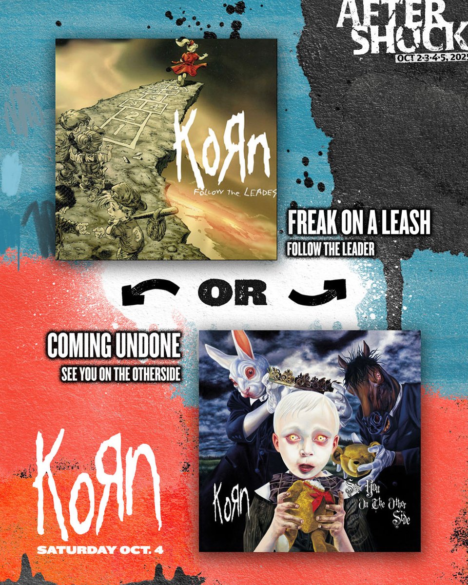 AFTERSHOCKSAC's tweet image. Harder than choosing your favorite child.
@blink182, @Deftones, @Korn &amp;amp; @BMTHofficial—two tracks enter, one leaves.
Swipe. Decide. Argue in the replies.
#Aftershock2025 #ThisOrThat