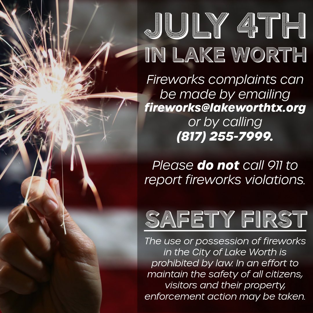 LakeWorthPD's tweet image. Emergency Communications Centers like @NWEmergencyCC are often overwhelmed with fireworks complaints on and around the 4th of July. To help ensure that everyone receives the high level of service they deserve, we kindly ask that you not call 911 or the department's non-emergency…