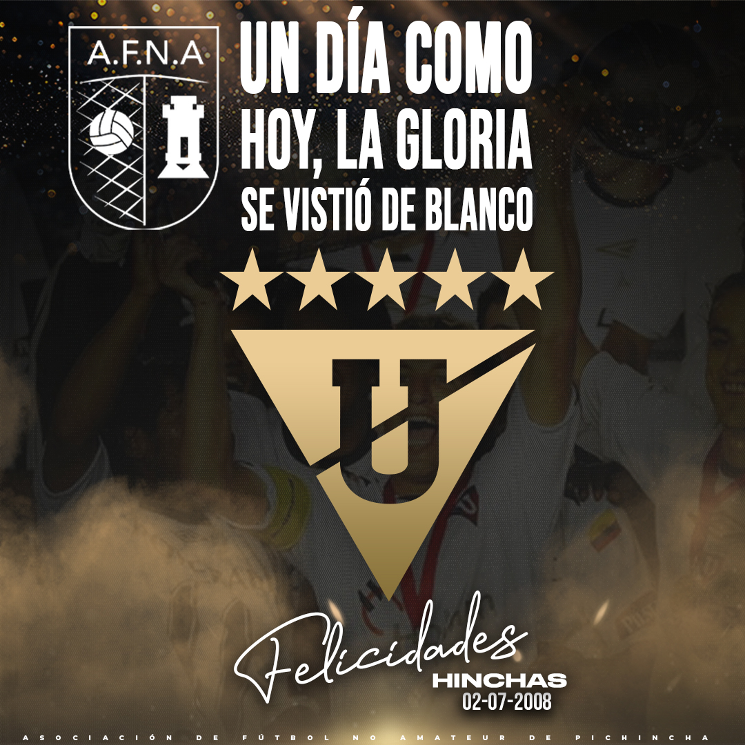 Hoy recordamos con orgullo aquel logro que puso en alto el nombre de Quito, Pichincha y todo el Ecuador, demostrando la grandeza, entrega y pasión que caracterizan al fútbol de nuestra provincia.
 ¡Felicitaciones, Liga, 17 años de gloria eterna!