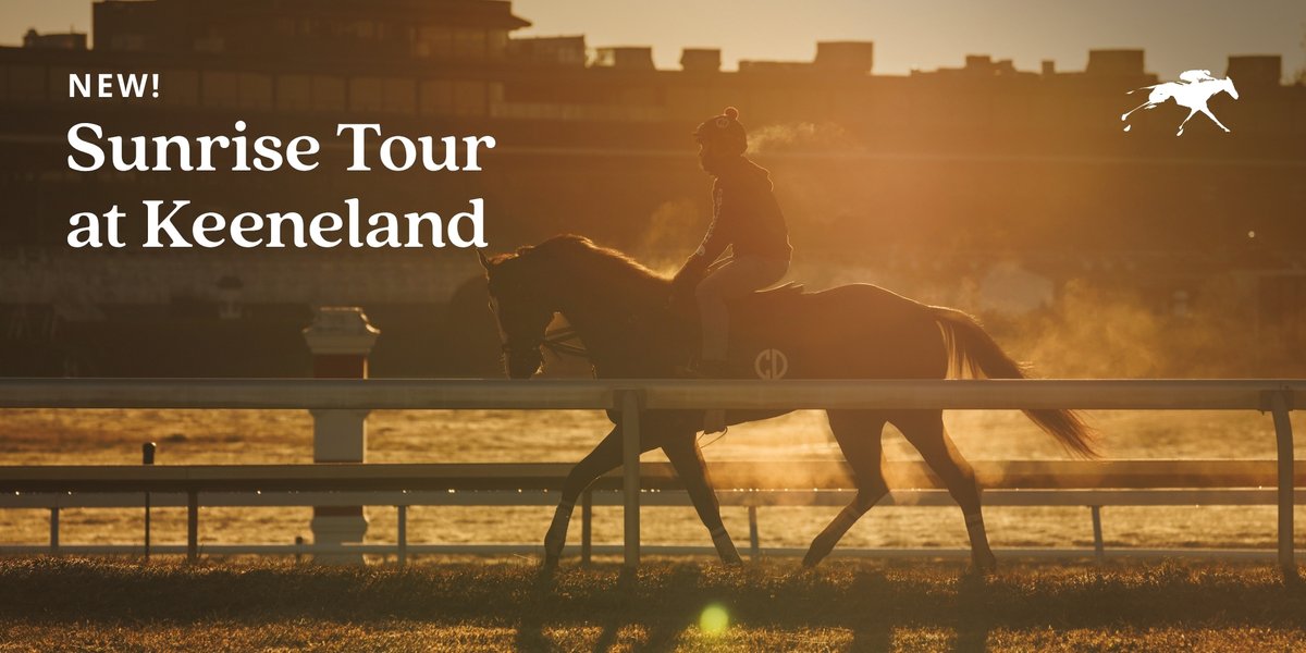 keeneland's tweet image. Beginning on July 8, Keeneland is excited to launch a new tour, the Sunrise Tour! Feel the heartbeat of the track on the Sunrise Tour—an exclusive, behind-the-scenes look at Keeneland’s morning training from some of the most iconic vantage points around the grounds.
Book now →…
