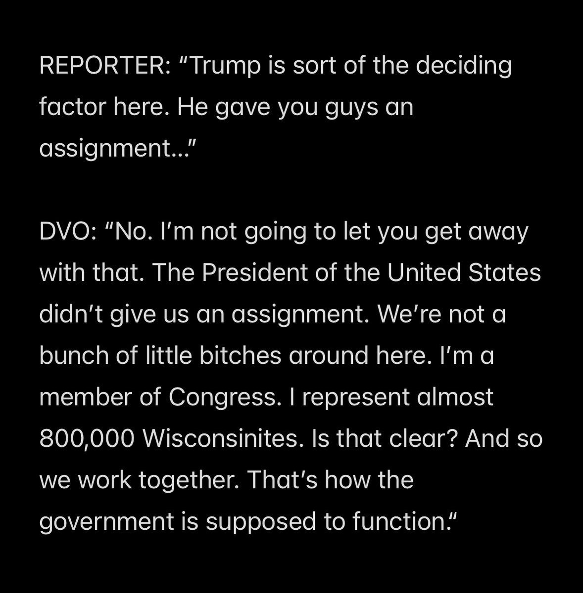 This is the full quote from DVO. Not much more at the end