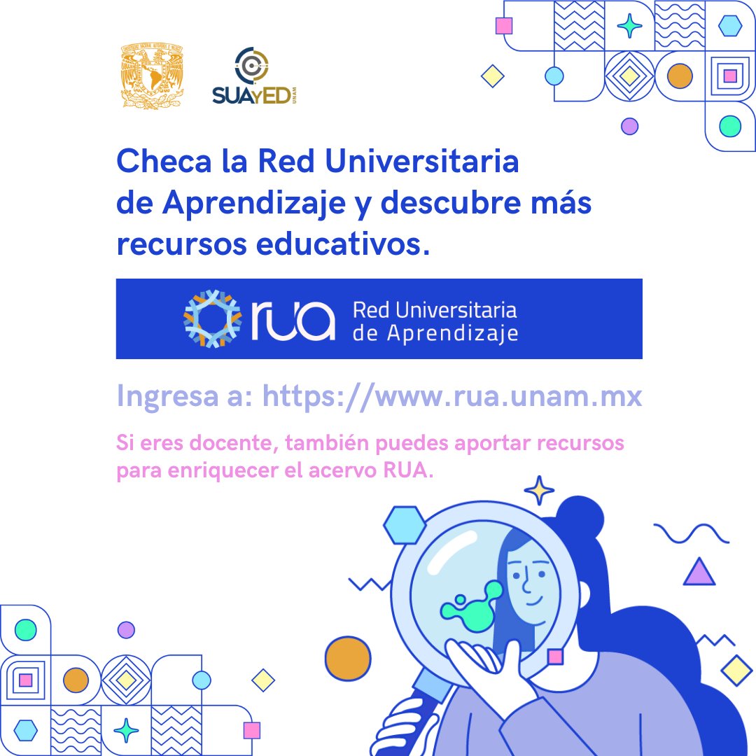 👌 ¿Sabías que en la Red Universitaria de Aprendizaje puedes encontrar una gran variedad de recursos (video, audio, etc) para complementar tu aprendizaje?
 
🔗 ¡Échale un ojo! 
rua.unam.mx

#BachilleratoADistancia
#RUA
#CómoNoTeVoyAQuerer
#RecursosEducativos
