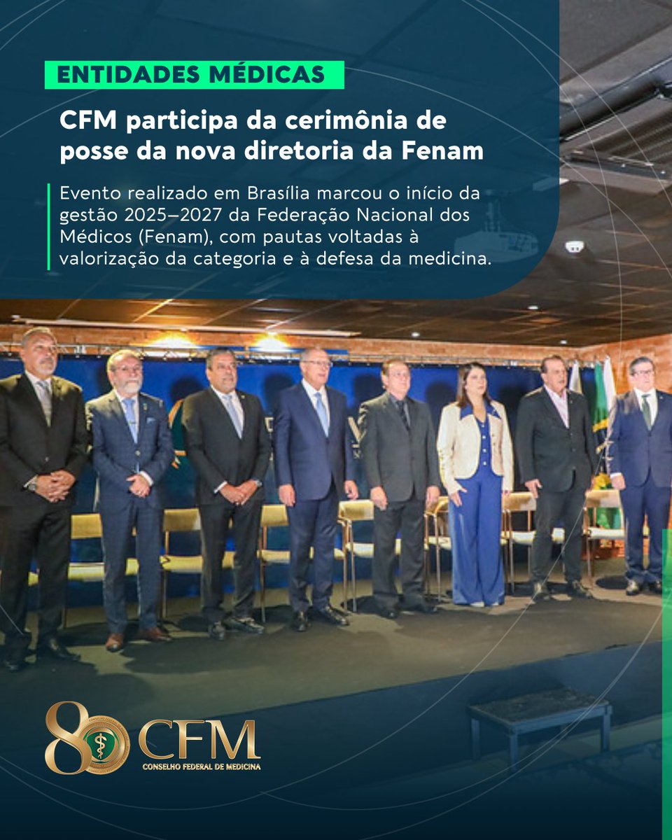 O CFM marcou presença na solenidade de posse da nova diretoria da <a href="/medicinaexpress/">FENAM</a>. O médico Geraldo Ferreira Filho, do Sindicato Médico do RN, assumiu a presidência da entidade. A nova gestão da Fenam ficará à frente da entidade até 2027.

#CFM #Medicina #Fenam