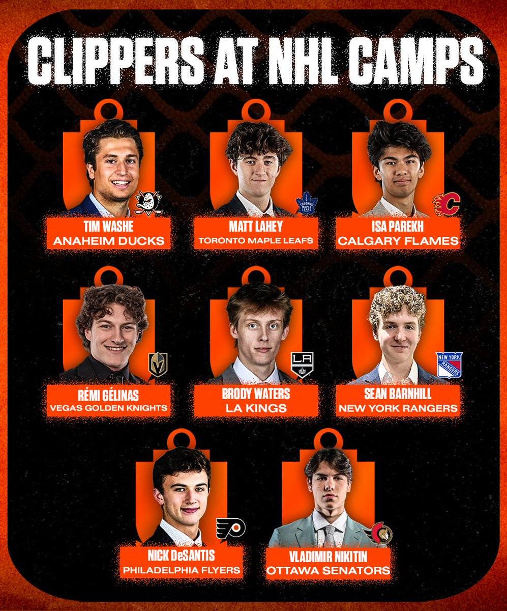 Eight Clippers hit the ice for NHL camps‼️

READ HERE: nanaimoclippers.com/eight-nanaimo-…

#BleedOrange