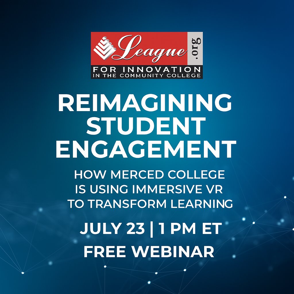 How is immersive VR transforming student learning?

Find out in a free webinar with Merced College + Dreamscape Learn, co-founded by filmmaker Walter Parkes.
📅 July 23 | 🕐 1 PM ET
Register:
league.org/reimagining-st…
#VRinEducation #DreamscapeLearn #HigherEdInnovation
