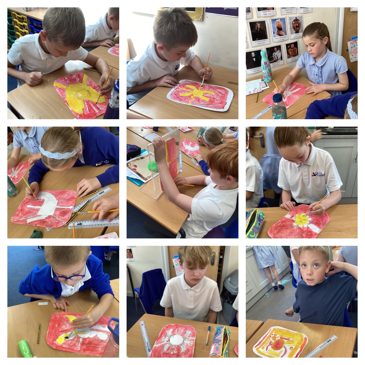 Y5Snicket's tweet image. Painting our Roman shields! 🤩🌟🖌️🎨 
@Y4KingClass