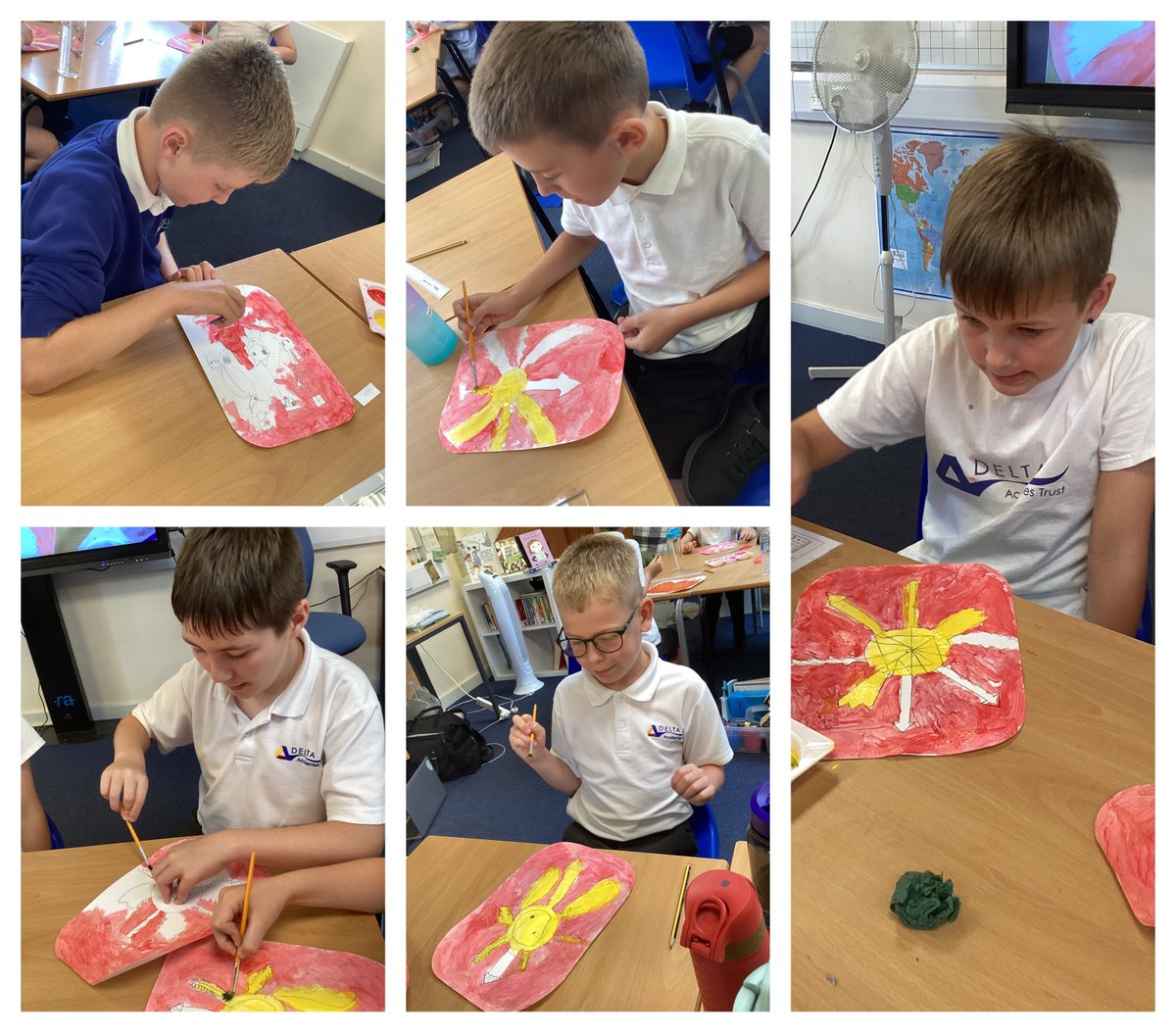 Y5Snicket's tweet image. Painting our Roman shields! 🤩🌟🖌️🎨 
@Y4KingClass